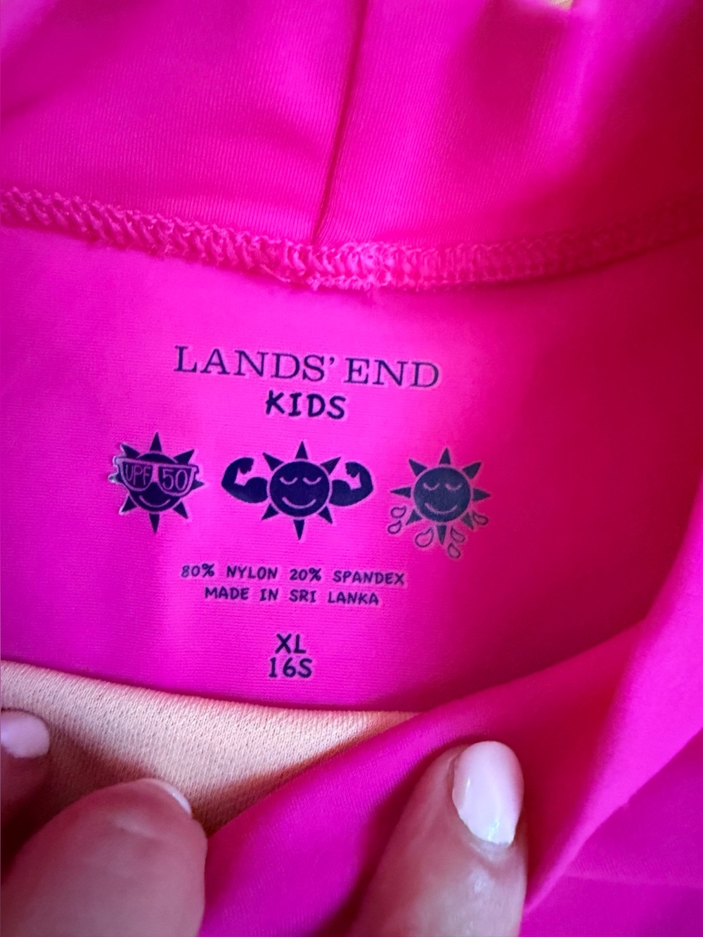 Lands’ End Kids Rash Guard XL 16S Pink UPF 50 Short Sleeve Swim Shirt Beach - Picture 2 of 4
